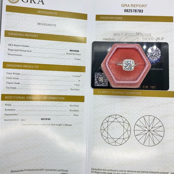 3ct moissanite ring with Certificate - Picture 10 of 13